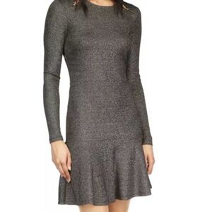 Michael Kors Shine Long Sleeve Glitter Mini Dress